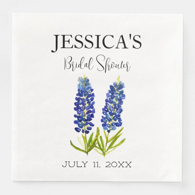 Bluebonnets Wildblume Blue Bllower Brautparty Serviette (Vorderseite)