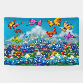 Bluebonnets-Wildblumen und Butterfly-Banner Banner