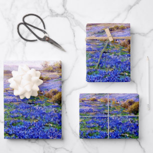 Bluebonnets Wrapping Paper Flat Sheet Set 3 Geschenkpapier Set