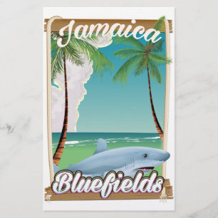 Bluefields, Jamaika Beach Ferien Poster. Briefpapier