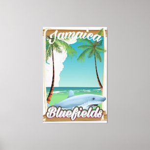 Bluefields, Jamaika Beach Ferien Poster. Leinwanddruck