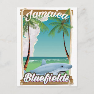 Bluefields, Jamaika Strandurlaubposter. Postkarte