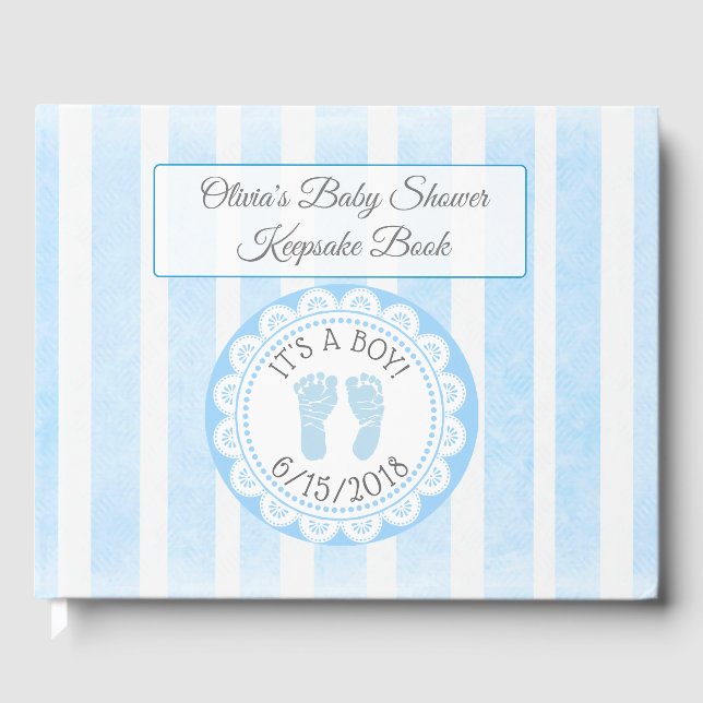 BlueFootprints Baby Shower Gästebuch Keepake (Vorderseite)
