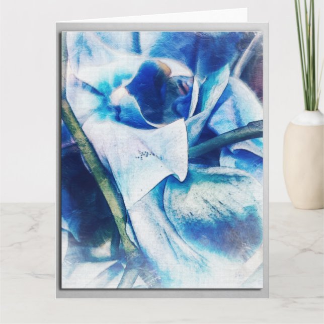 Blueful Blue Orchid Blanche Kunst Grußkarte Karte (Vorderseite)