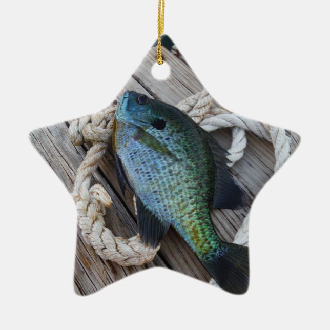 Bluegill auf Dock Keramikornament (Vorne)