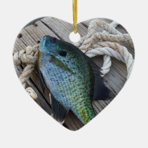 Bluegill auf Dock Keramikornament