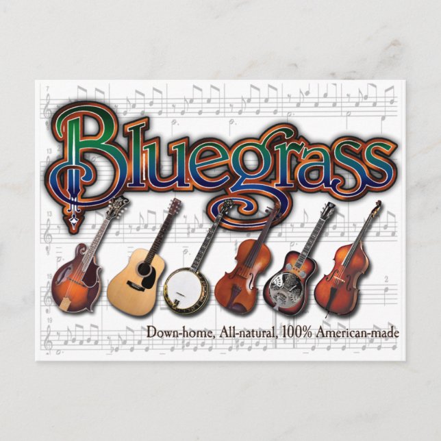 "Bluegrass - 100% amerikanisch-hergestellt" Postkarte (Vorderseite)