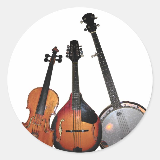 Bluegrass-Band-Cartoon Runder Aufkleber (Vorderseite)