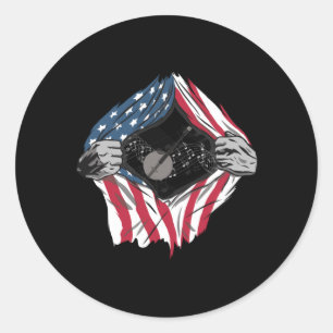 Bluegrass Banjo America Flag Runder Aufkleber