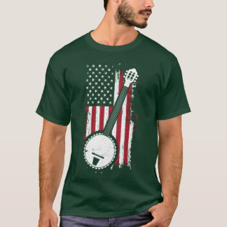 Bluegrass Banjo Amerikanische US-Flagge Musiker-Ge T-Shirt