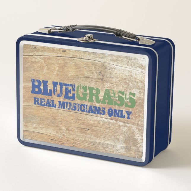 Bluegrass Music Real Musicians only on Wood Metall Brotdose (Vorderseite)