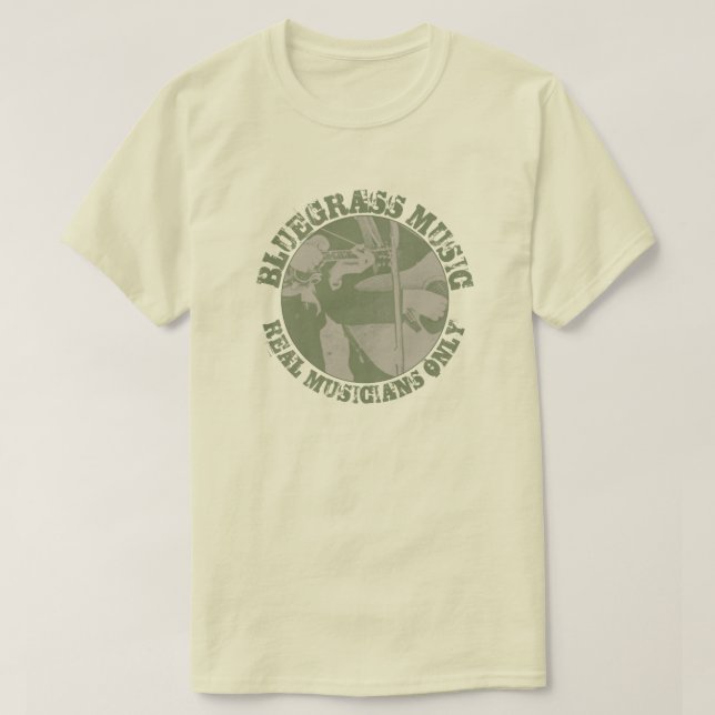 Bluegrass Music Real Musiker Nur grüne Spieler T-Shirt (Design vorne)