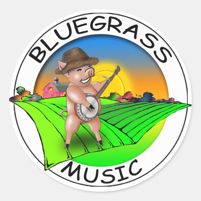 Bluegrass Music Runder Aufkleber (Vorderseite)