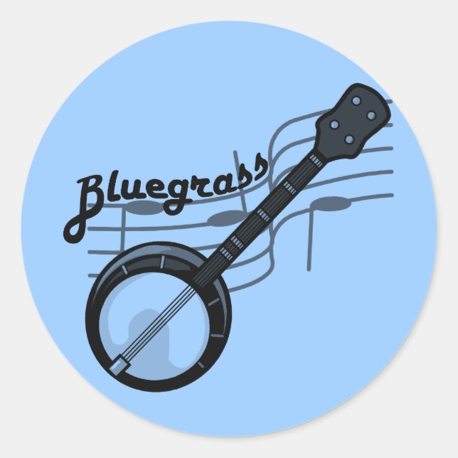 Bluegrass-Musik mit Banjo Runder Aufkleber (Vorderseite)