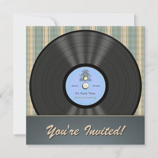Bluegrass-Vintage Vinylaufzeichnungs-Party Einladung (Vorderseite)