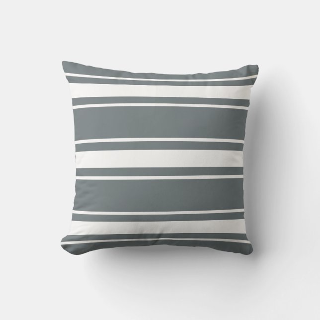 Bluegrey coussin à rayures blanches (Recto)