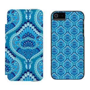 Blueish - Feathered Paisley Incipio Watson™ iPhone 5 Geldbörsen Hülle