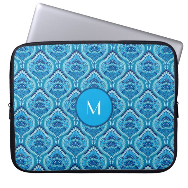 Blueish - Feathered Paisley Laptopschutzhülle (Vorderseite)