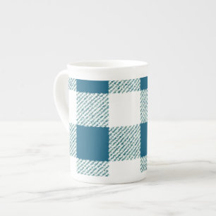 Blueish Gingham Karo Pattern Prozellantasse