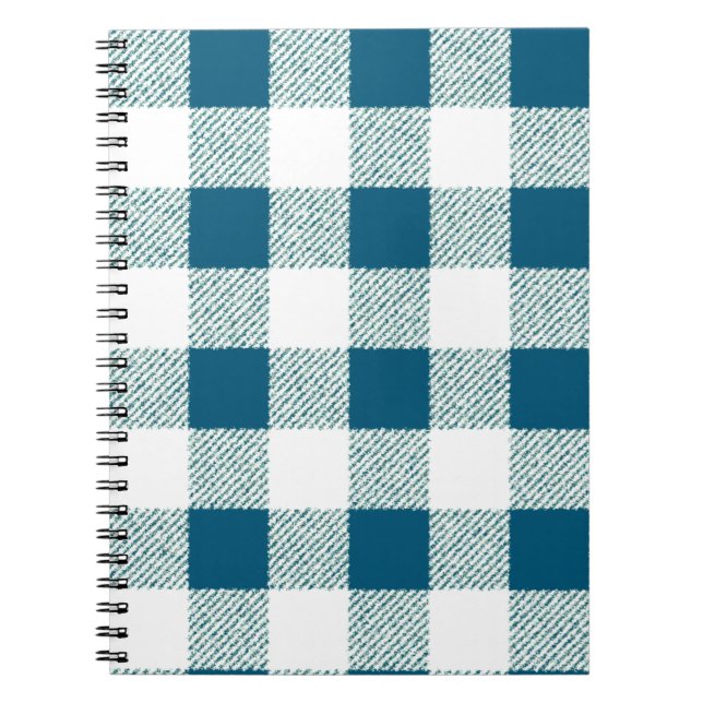 Blueish Green Gingham Karo Pattern Notizblock (Vorderseite)
