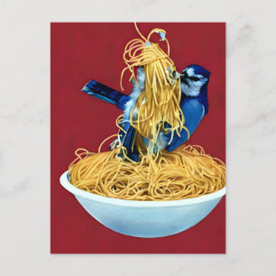 Bluejay aß Spaghetti Postkarte