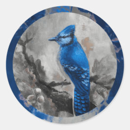 Bluejay-Aufkleber (blaues Design) Runder Aufkleber
