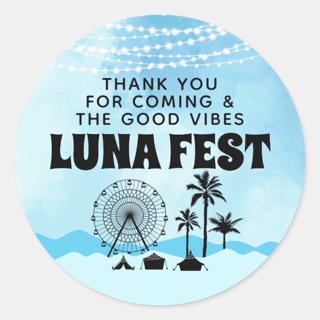 BlueMusic Festival Merci Classic Round Sticker (Devant)