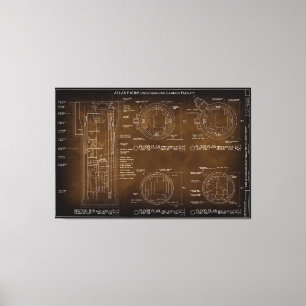 Blueprint First U.S. ICBM Nuklear Missile c. 1962 Leinwanddruck