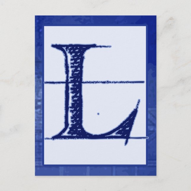 Blueprint Letter "L" Typography Banner Card Postkarte (Vorderseite)