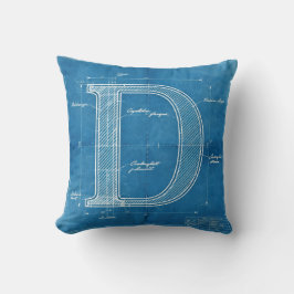 Blueprint Monogram Letter D Kissen