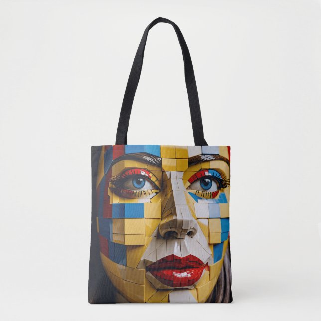 "Blueprint of Humanity" - ein kubistisches Portrai Tasche (Vorderseite)