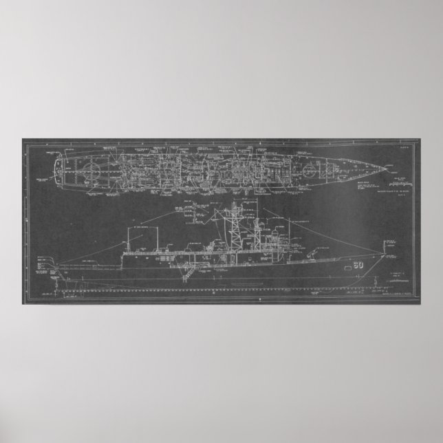 Blueprint of USS Rodney M. Davis FFG-60 Poster (Vorne)