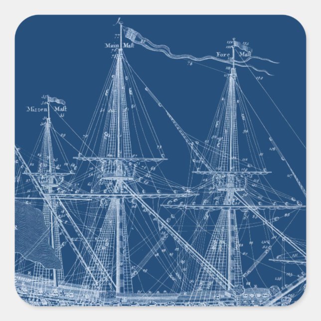 Blueprint Quadratischer Aufkleber (Vorderseite)