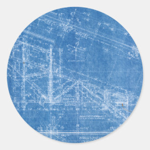 Blueprint Runder Aufkleber