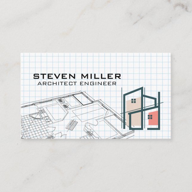 Blueprints | Architektenlogo | Generalunternehmer Visitenkarte (Vorderseite)