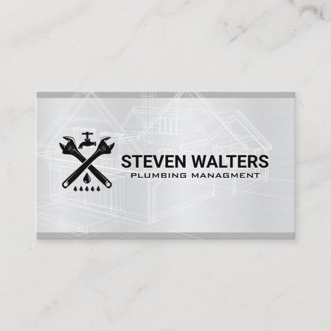 Blueprints | Logo "Wrench and Spout" Visitenkarte (Vorderseite)