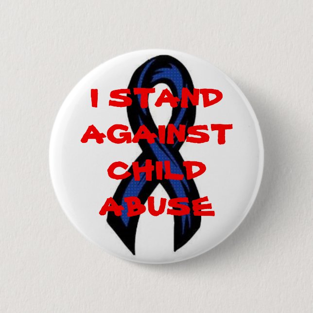 blueribbon, ICH STAND GEGEN KINDERMISSBRAUCH Button (Vorderseite)