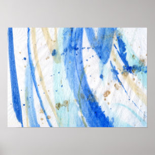 Blues 001 Abstraktes Aquarellpapier Poster