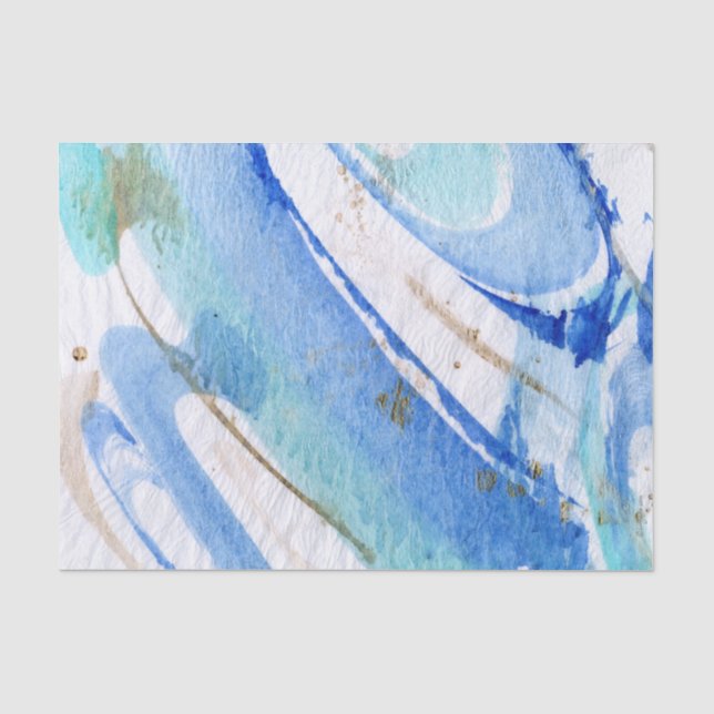 Blues 003 Abstraktes gestrichenes Tissue Seidenpapier (Vorderseite)