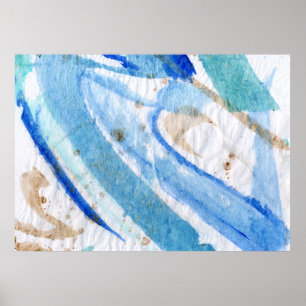 Blues 006 Abstraktes Aquarellpapier Poster