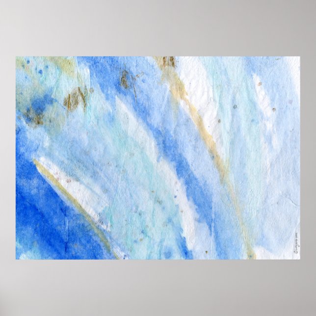 Blues 007 Abstraktes Aquarellpapier Poster (Vorne)
