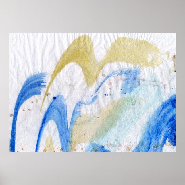 Blues 011 Abstraktes Aquarellpapier Poster (Vorne)