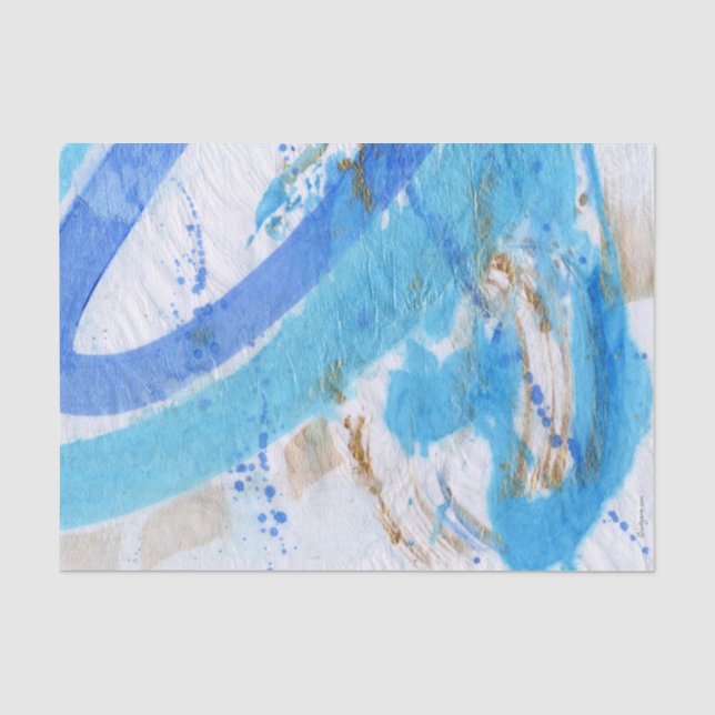Blues 021 Abstraktes gestrichenes Wasserfarbenpapi Seidenpapier (Vorderseite)
