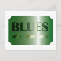 BLUES auf der Postkarte (grün)