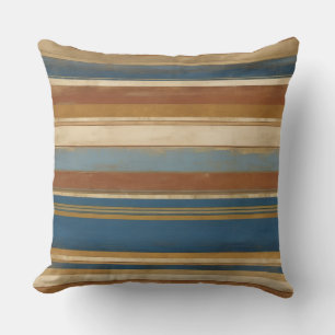 Blues beige und bronzene Streifen Kissen