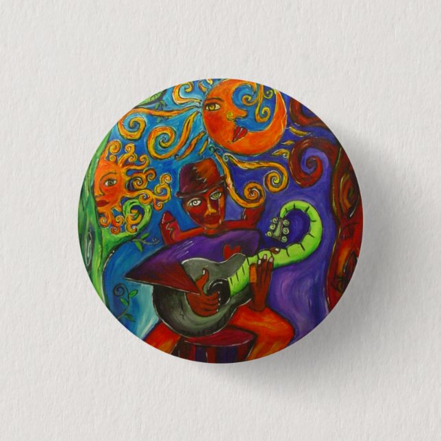 Blues bemannen   ringsum Knopf Button (Vorderseite)