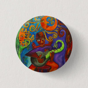 Blues bemannen ringsum Knopf Button