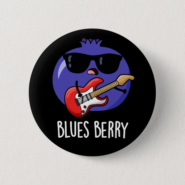 Blues Berry Funny Fruit Pun Dark BG Button (Vorderseite)