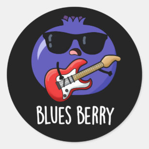 Blues Berry Funny Fruit Pun Dark BG Runder Aufkleber