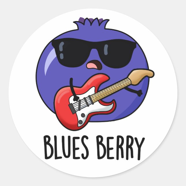 Blues Berry Funny Fruit Pun Runder Aufkleber (Vorderseite)